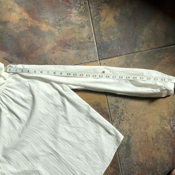 Grifflin Paris Women’s White Cotton Long-sleeved Ruffled Neck Size Small - Picture 6 of 12